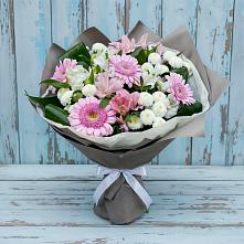 Букет цветов из:  Герберы, Альстромерии и Хризантемы #REPLACE_PRED# Сингапай