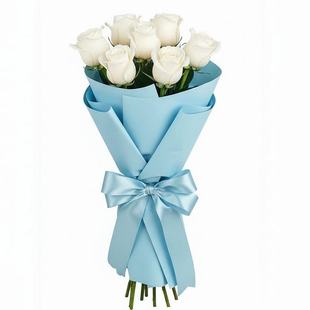 Букет 7 белых роз Проуд в Сингапай