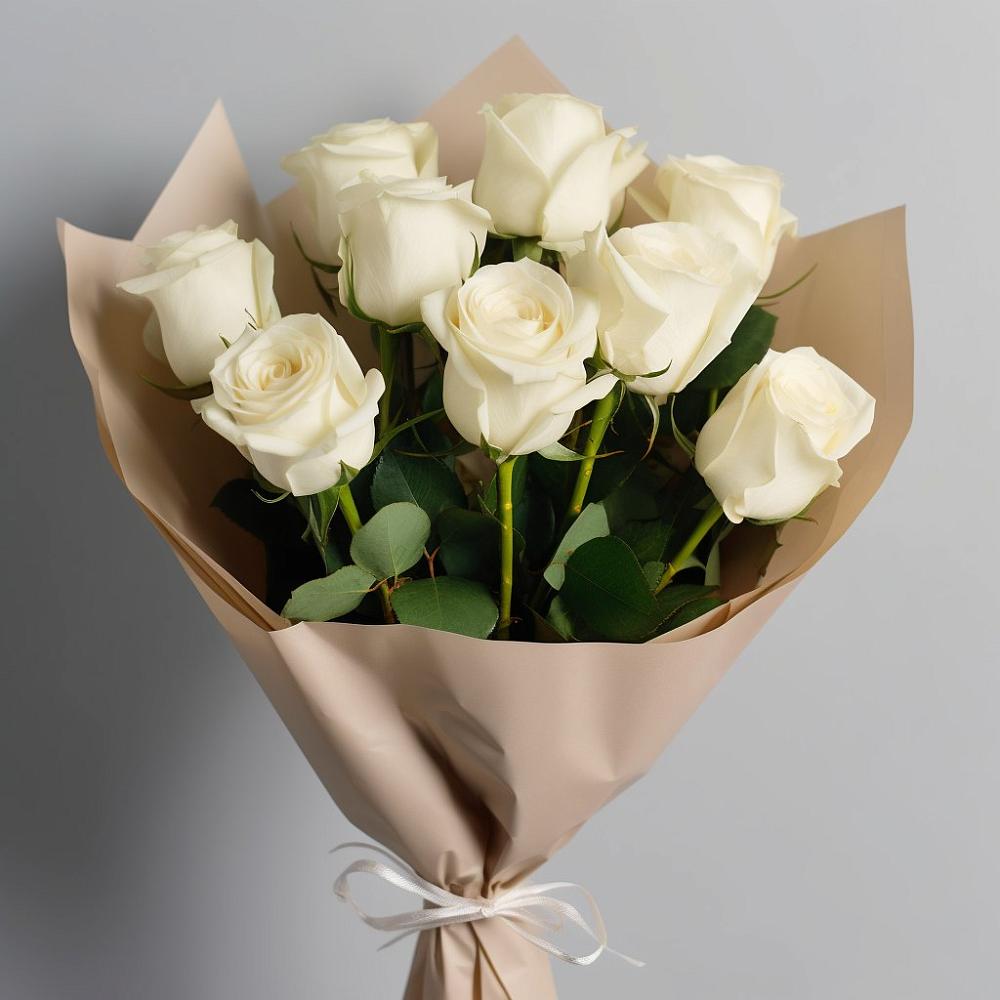 Букет 9 Белых роз Эдлесс Лав в Сингапай