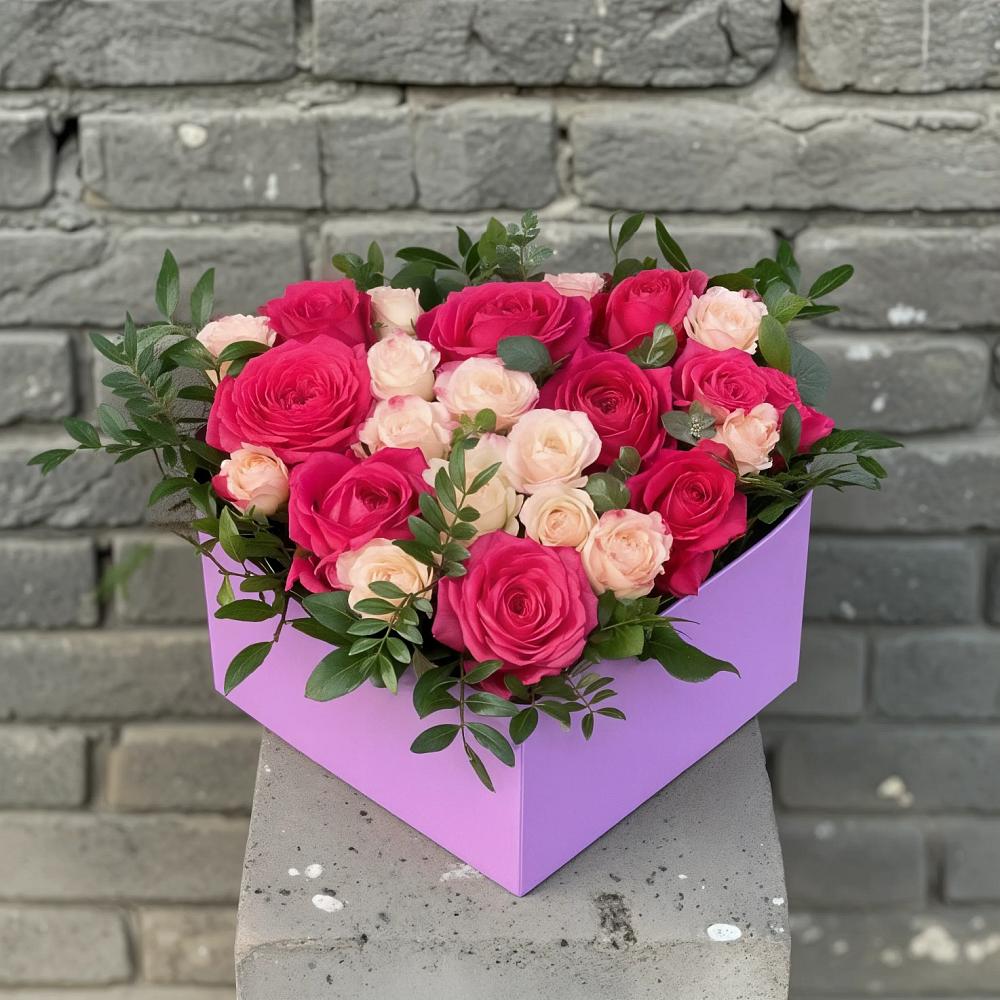 Цветочная композиция из Розы в коробке в Сингапай