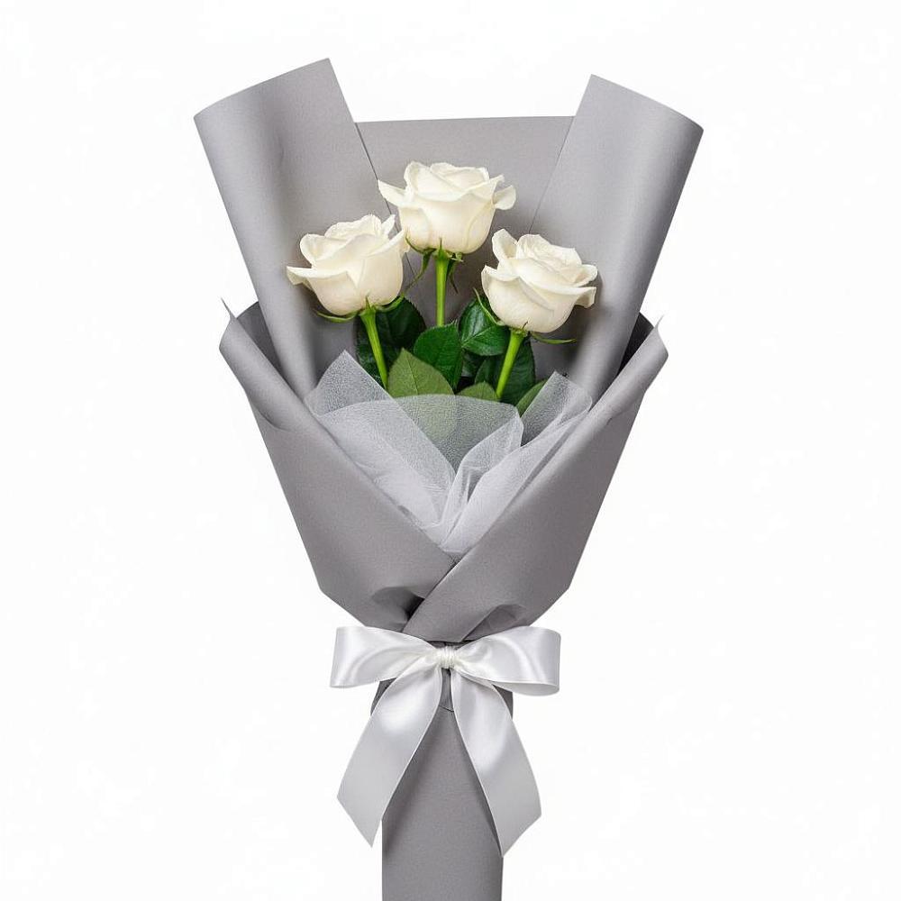 Букет 3 белые розы в Сингапай