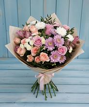 Букет цветов из:  Хризантемы, Розы и Альстромерии в Сингапай