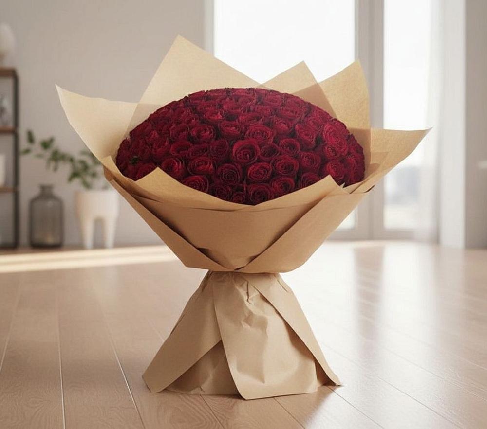 Букет 101 Красная роза в Сингапай